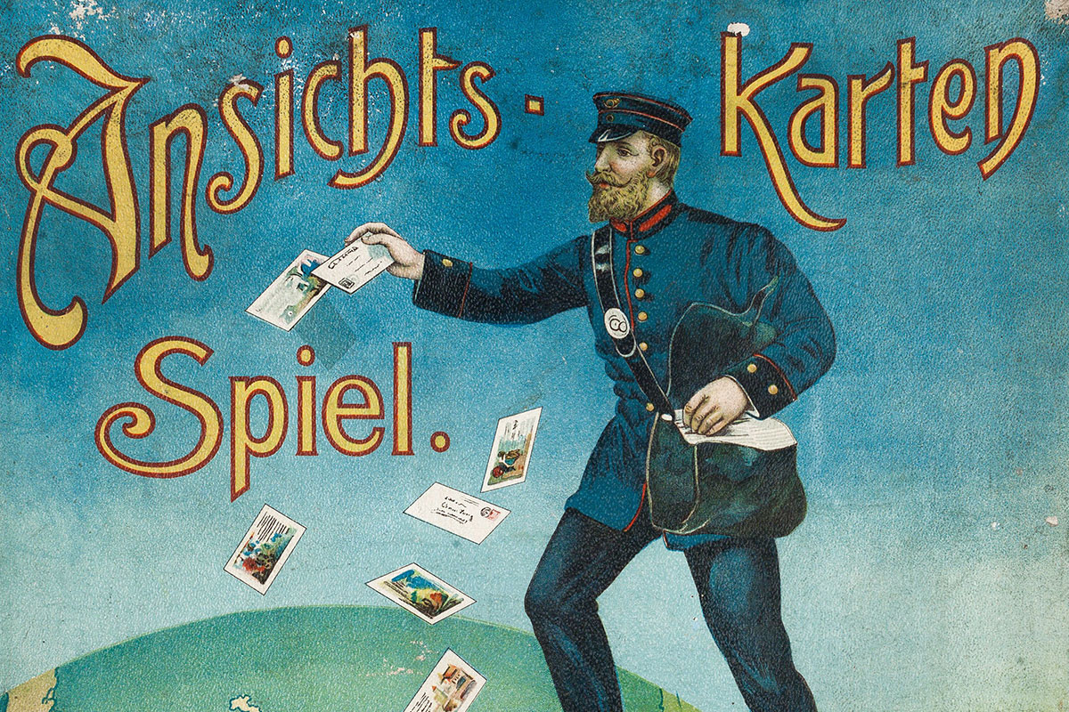 Ansichtskartenspiel deutsch 1900 reiselust kurpfälzisches museum Faltdiorama_Eisenbahn_Druck Faber Nürnberg_1835