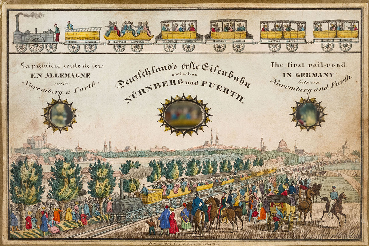Diorama Eisenbahn Druck Faber Nürnberg Fürth 1835 reiselust kurpfälzisches museum Diorama Eisenbahn Druck Faber Nürnberg Fürth 1835 reiselust kurpfälzisches museum